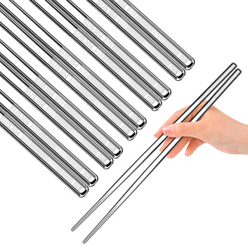 10 Pairs Non-Slip Fiberglass Chopsticks, Reusable Chopsticks Gift Set Dishwasher Safe, Easy to Use and Clean, Square Lightweight for Home Kitchen, Hotel, Restaurant Dining Tools, Black and Gold