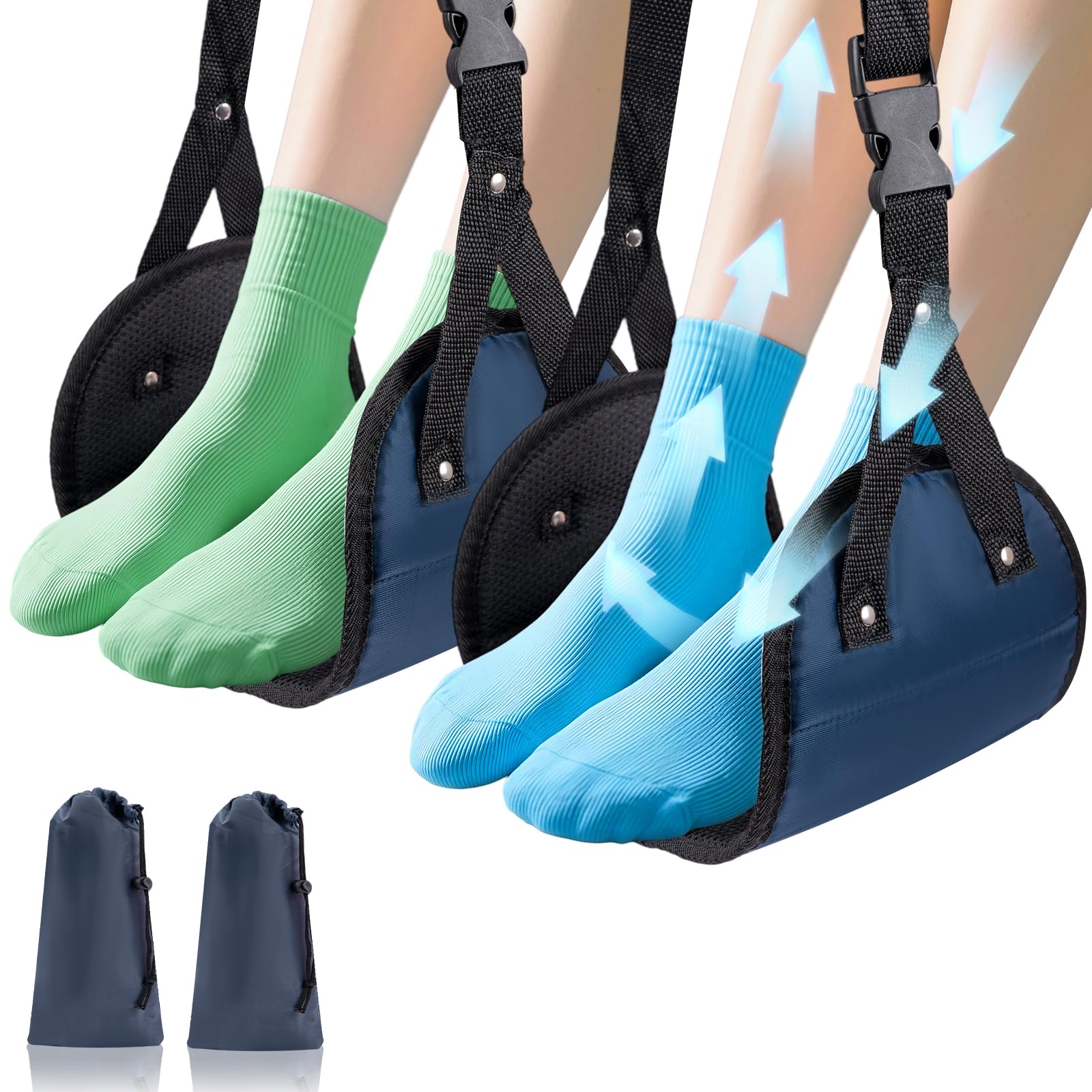 Foot Hammock for Plane Travel, 2-Pack Perfect Airplane Foot Hammock to Relax Your Feet, Portable Airplane Foot Rest with Adjustment Strap, Travel Essentials for Comfortable Long Flight (Black)