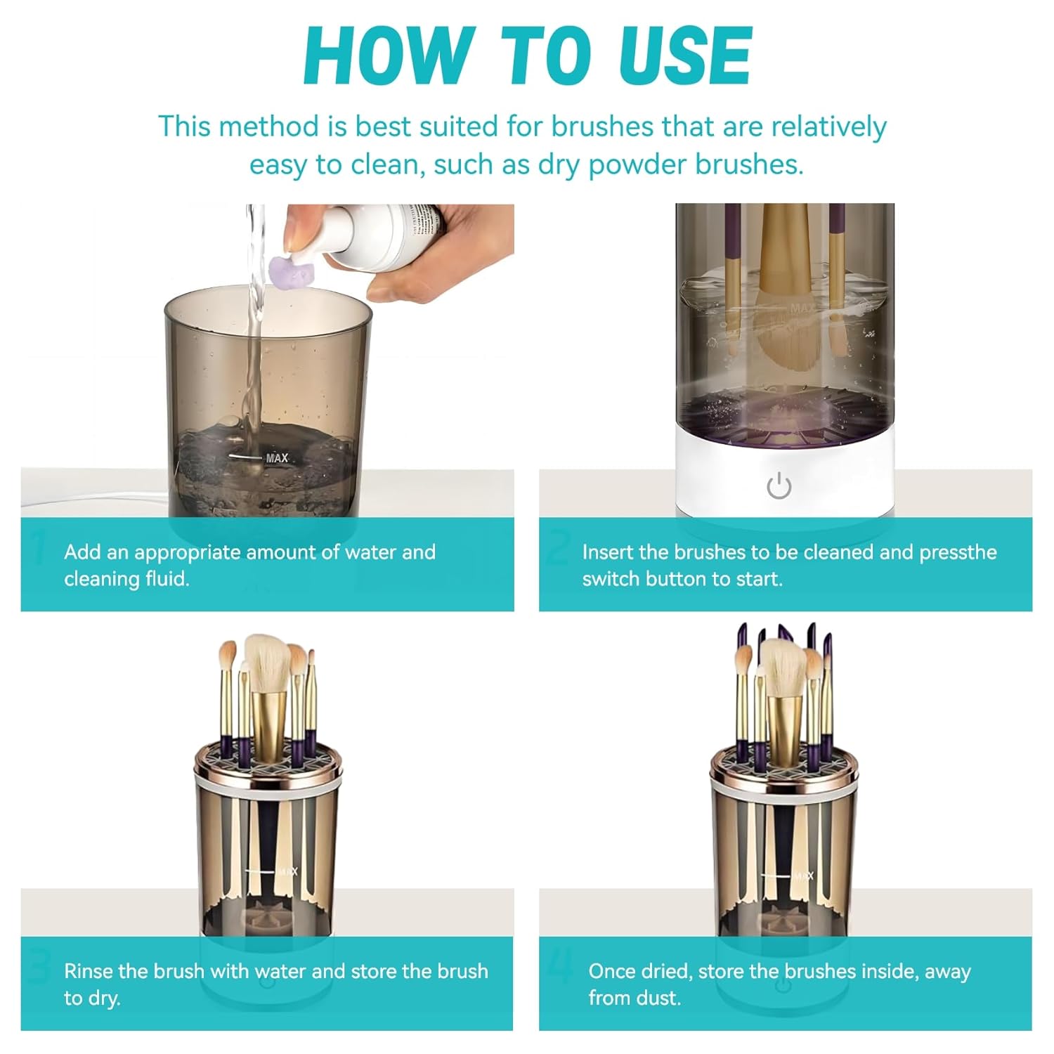 Electric Makeup Brush Cleaner - Automatic Spinning Makeup Brush Cleaner,Multi-Use Cosmetic Brush Cleanerfor All Size Makeup Brushes