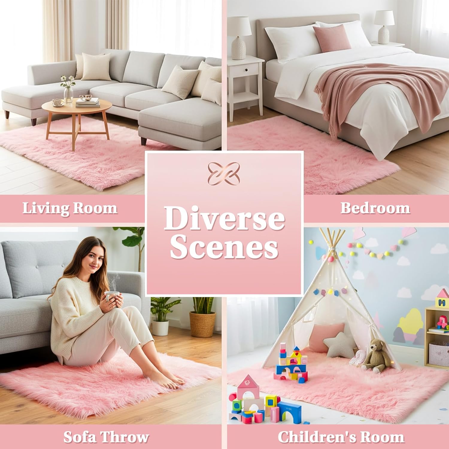 Faux Fur Rug - Faux Sheepskin Rug, Area Carpet Soft Fluffy Carpet 20 x 32 Inch,for Bedroom, Living Room, Nursery, Dorm, Playroom,Indoor Decor, Indoor Floor Rectangular