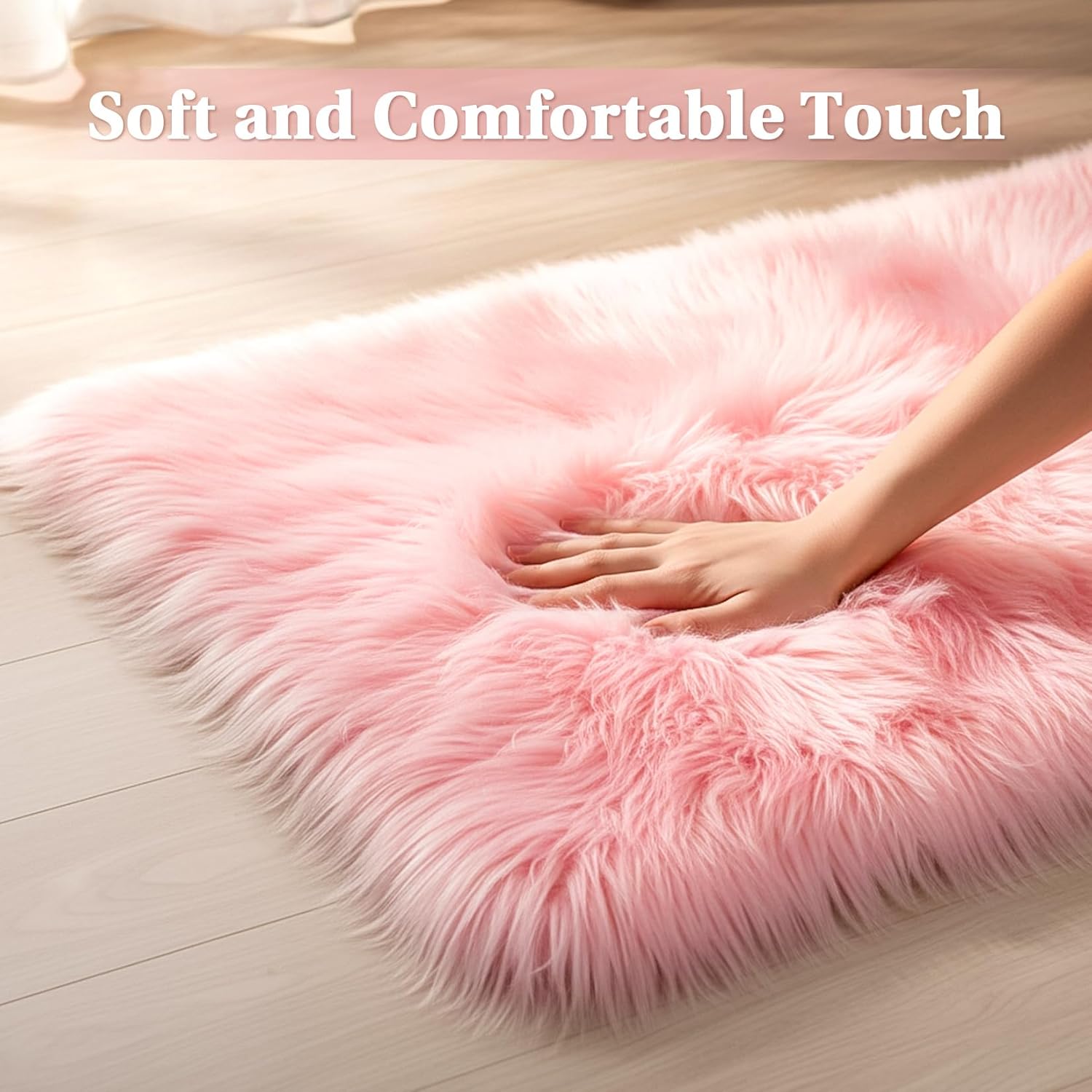 Faux Fur Rug - Faux Sheepskin Rug, Area Carpet Soft Fluffy Carpet 20 x 32 Inch,for Bedroom, Living Room, Nursery, Dorm, Playroom,Indoor Decor, Indoor Floor Rectangular