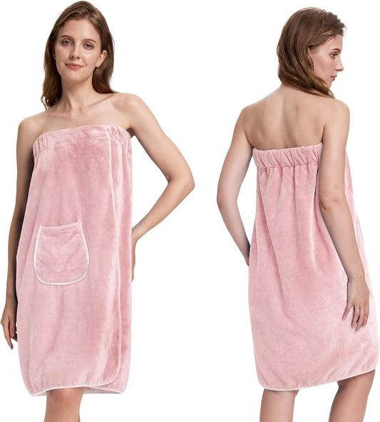 Towel Wrap for Women, Three Adjust Clasps Closure Bath Wraps After Shower Spa Sauna Bathrobe(Available in Plus Size)