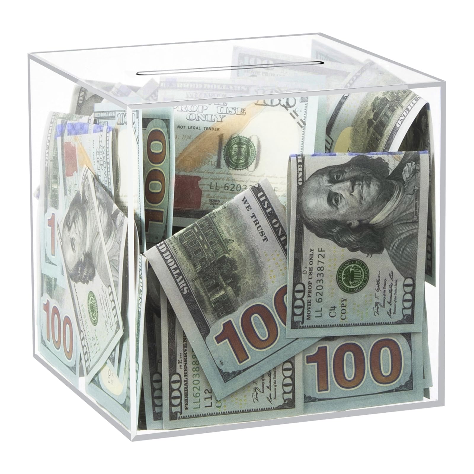 Clear Piggy Bank for Adults/Kids, Acrylic Unopenable Money Box for Cash Coin Saving, Must Break to Open, Money Saving Jar for Adults Boys Girls, Size 6" H x 4" Diameter