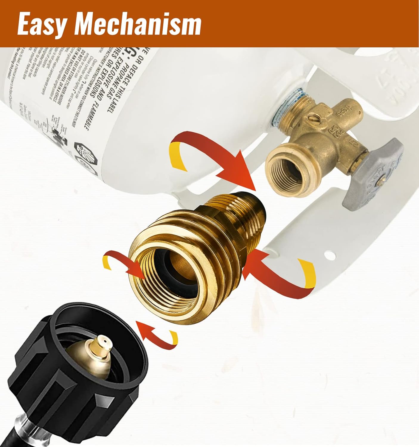 POL to QCC1 Propane Adapter, Old to New, Propane Tank Adapter Converts POL LP Tank Service Valve to QCC1/Type1 Hose or Regulator
