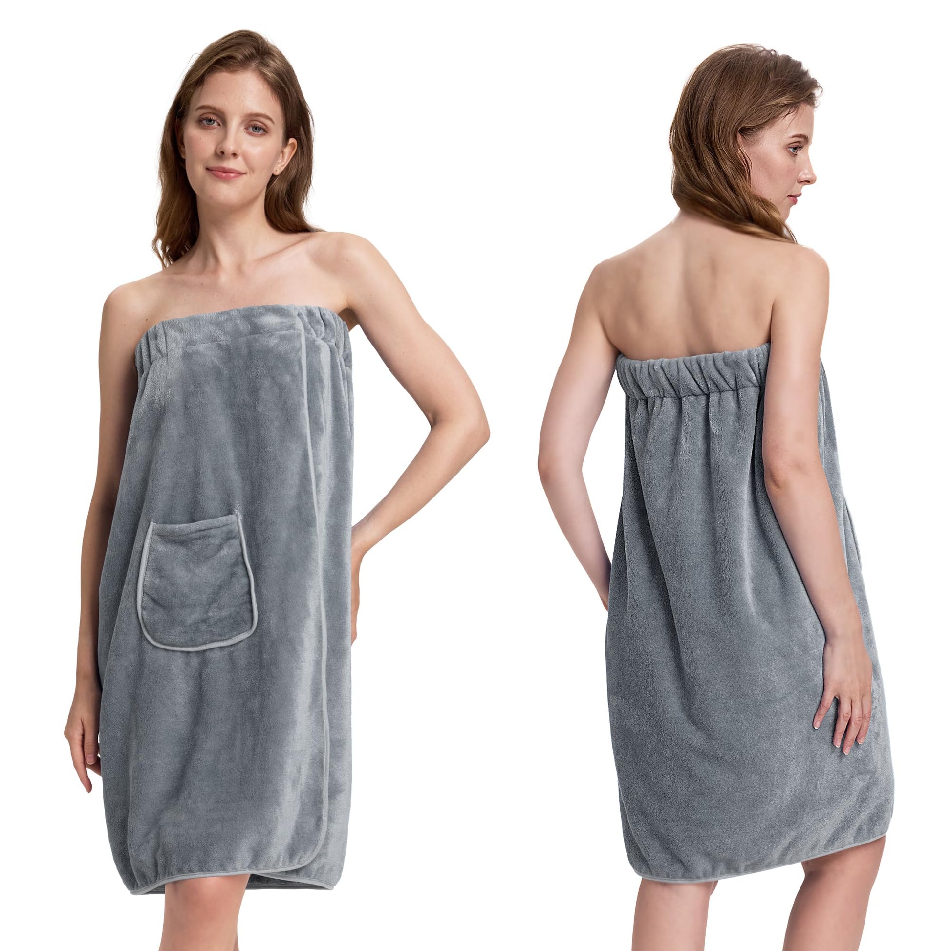 Towel Wrap for Women, Three Adjust Clasps Closure Bath Wraps After Shower Spa Sauna Bathrobe(Available in Plus Size)