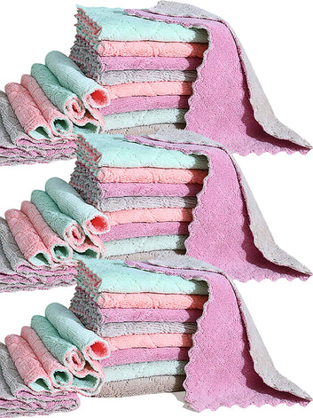 24 Pack Cleaning Cloth Kitchen Cloth, Dish Towels Super Absorbent Coral Velvet Dishtowels, Microfiber Premium Soft Tea Towels, Quick Dry Rags, Multipurpose Reusable Washcloths, Non-Stick Oil Cloths.