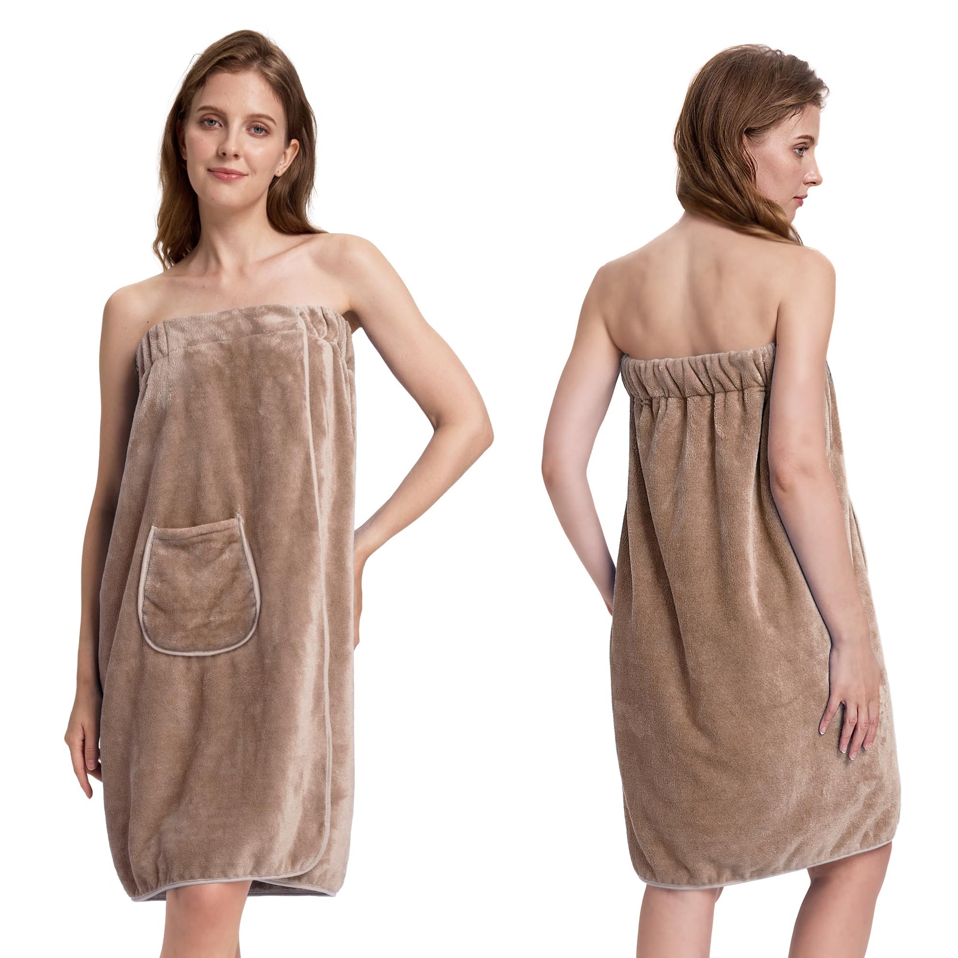 Towel Wrap for Women, Three Adjust Clasps Closure Bath Wraps After Shower Spa Sauna Bathrobe(Available in Plus Size)