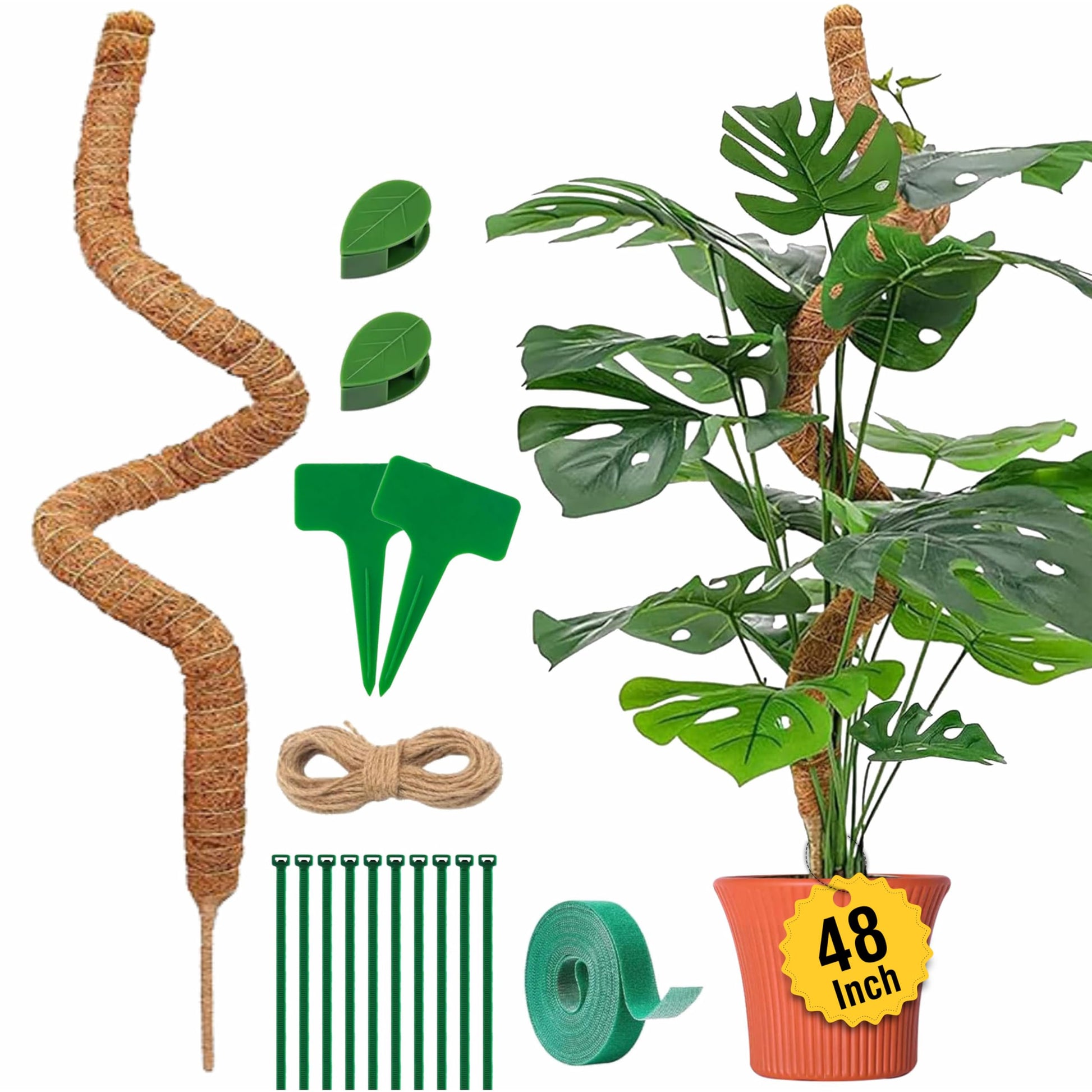 30 Inches Bendable 2 Pack Moss Pole Monstera Plant Support Stakes - Moss Poles for Climbing Plants, Plant Stakes for Indoor Plants - Coco Coir Pole Moss Stick for Monstera, Pothos.