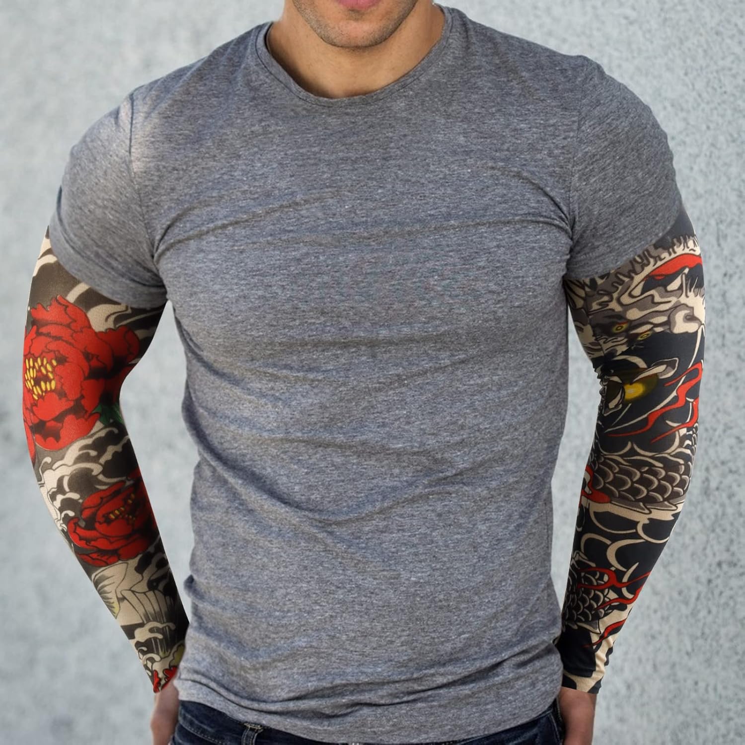 YARIEW Tattoo Sleeves for Men, 12pc Arm Sleeves Fake Tattoos to Cover Arms, Cooling Sun Protection