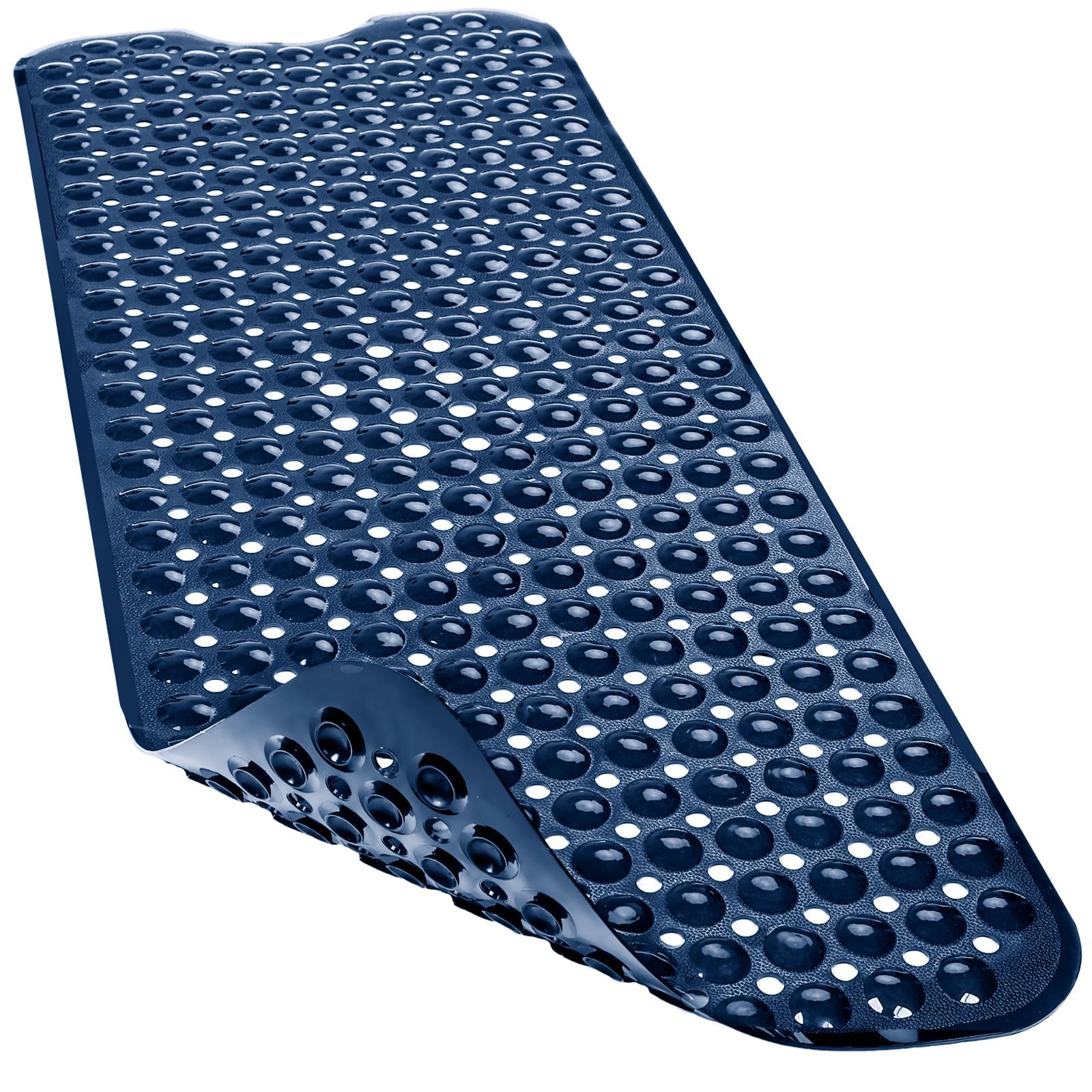 Linoows Bathtub and Shower Mats, 40x16 Inch Extra Large Non Slip Soft Bath Tub Mat with Suction Cups and Drain Holes for Bathroom Floor and Keep Tubs Clean, Machine Washable, Black
