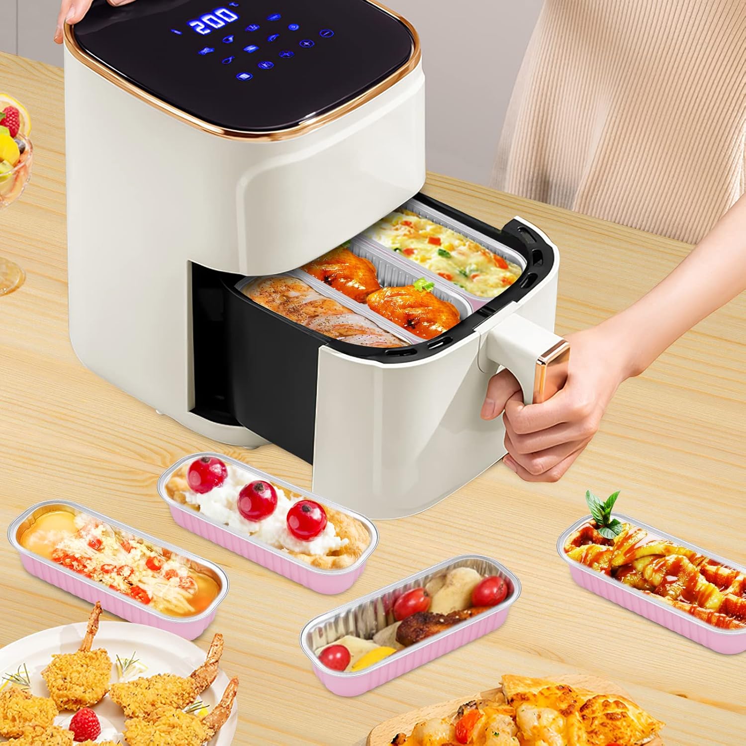 25Pack Pink Mini Cake Pans with Lids Mini Loaf Pans and Spoons and Stickers, 6.8Oz Aluminum Foil Pans Tins, Individual Dessert Cups Containers for Sales,Party,Picnics