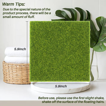 MAQIHAN Fake Grass Decor for Crafts - 6 PCS Artificial Grass Mat for Crafts Decoration for Miniature Turf Mat Grass DIY Fairy Garden Accessories 5.9x5.9 inch