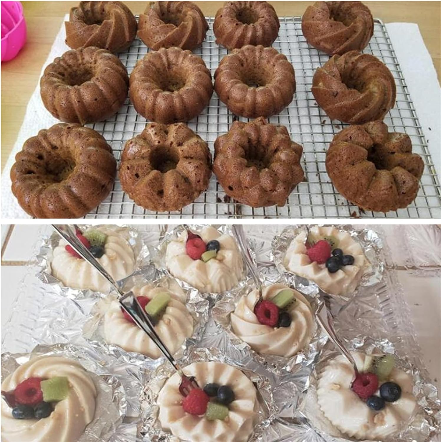 To encounter 24Pack Silicone Molds, Nonstick 3 inches Donut Mold, Silicone Baking Cups, Donut Pan, Muffin, Jello, Bagel Pan, Oven- Microwave- Dishwasher Safe