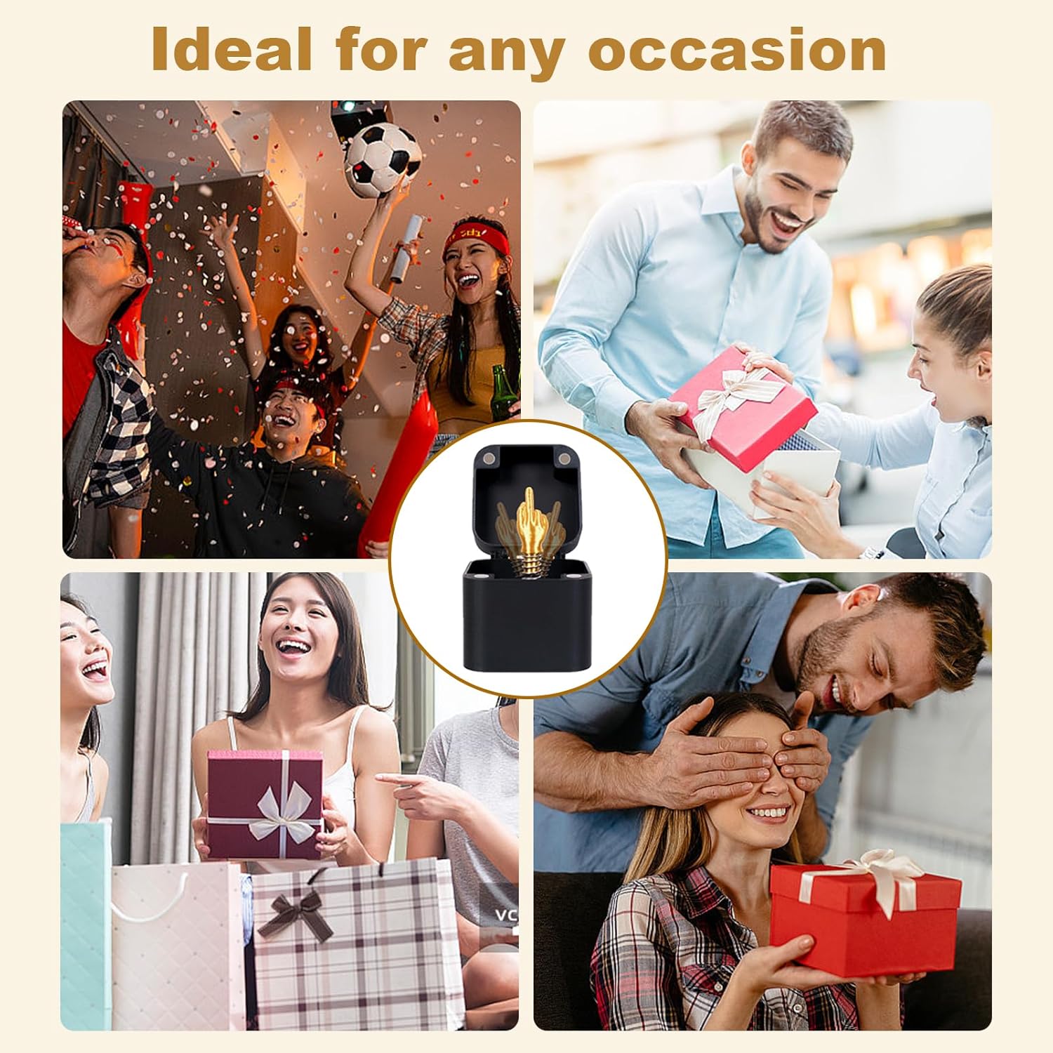 Middle Finger in a Box,Funny 3D Printed Gag Gifts for Adults, Prank Gift Box with Golden Middle Finger, Hilarious Surprise for Men, Perfect White Elephant Gift,Funny Christmas Ideas