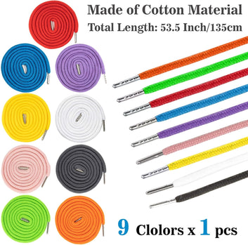 9PCS Drawstring - Drawstring Replacement 53 Inches Cord Hoodie String Replacement with Easy Threader for Shorts, Clothes Rope, Pants, Sweatpants,Hoodie