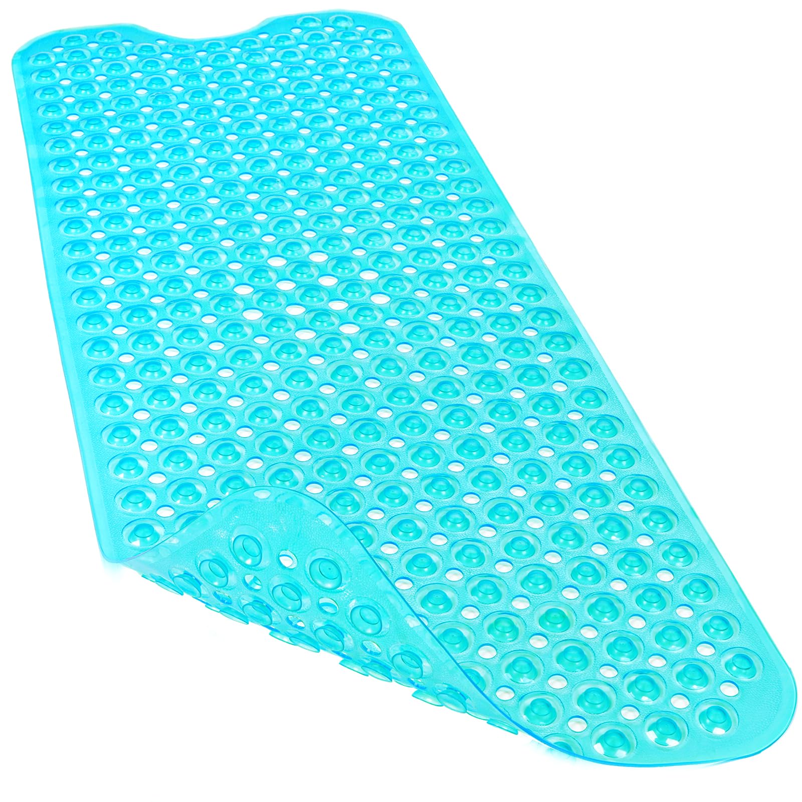 Linoows Bathtub and Shower Mats, 40x16 Inch Extra Large Non Slip Soft Bath Tub Mat with Suction Cups and Drain Holes for Bathroom Floor and Keep Tubs Clean, Machine Washable, Black